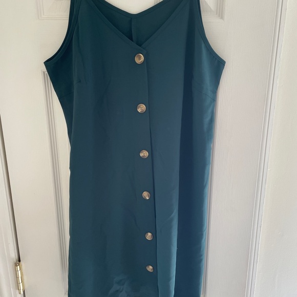 Dresses & Skirts - Dark Teal Sleeveless Button-Down Midi Dress